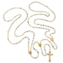 WEDDING LASSO ROSARY - 16KT GOLD OVER STERLING SILVER WITH AUSTRIAN CRYSTAL BEADS